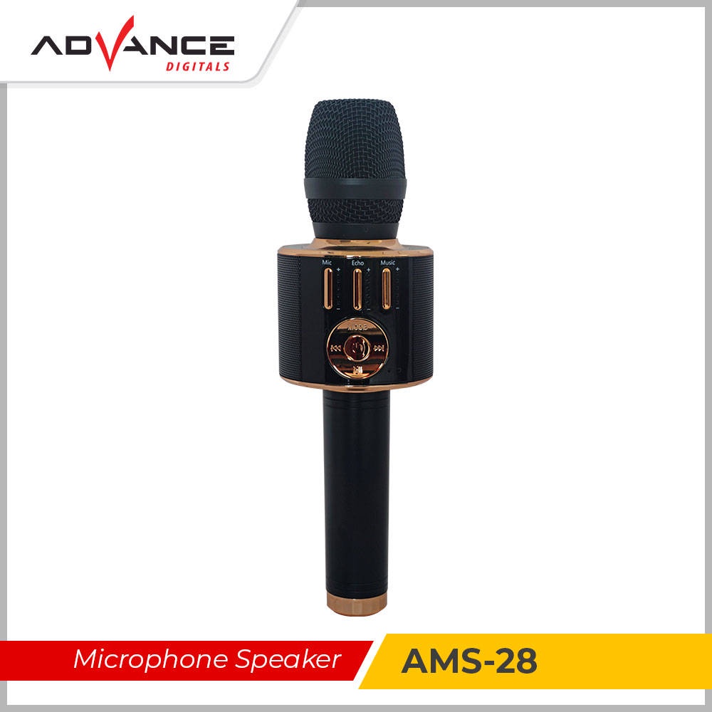 Advance portabel Pembicara Kecil Karaoke AMS-28 Bluetooth 1200mah (USB, TS/SD, AUX, SPEAKER, MIC, MAGIC SOUND)