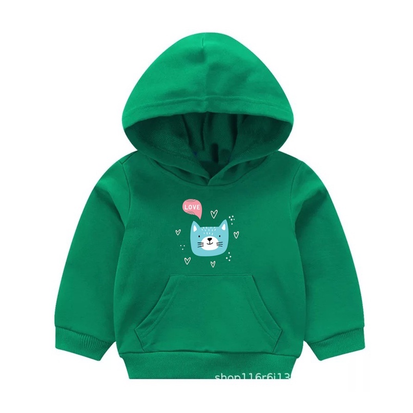 Hoodie Anak Cat love Sweater Anak Fleece Pakaian Anak