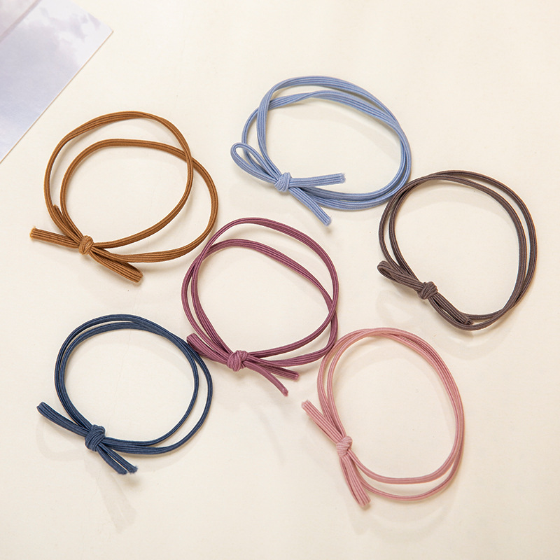 6 Pcs / Set Ins Korean Simple Bowknot Basic Hair Tie Color Korean Knotted Head Rope Hair Tie Band Set