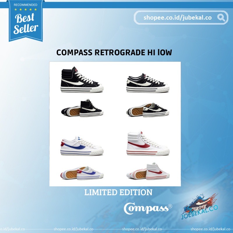 Compass Retrograde HI /LOW BW WHITE RED WHITE BLUE