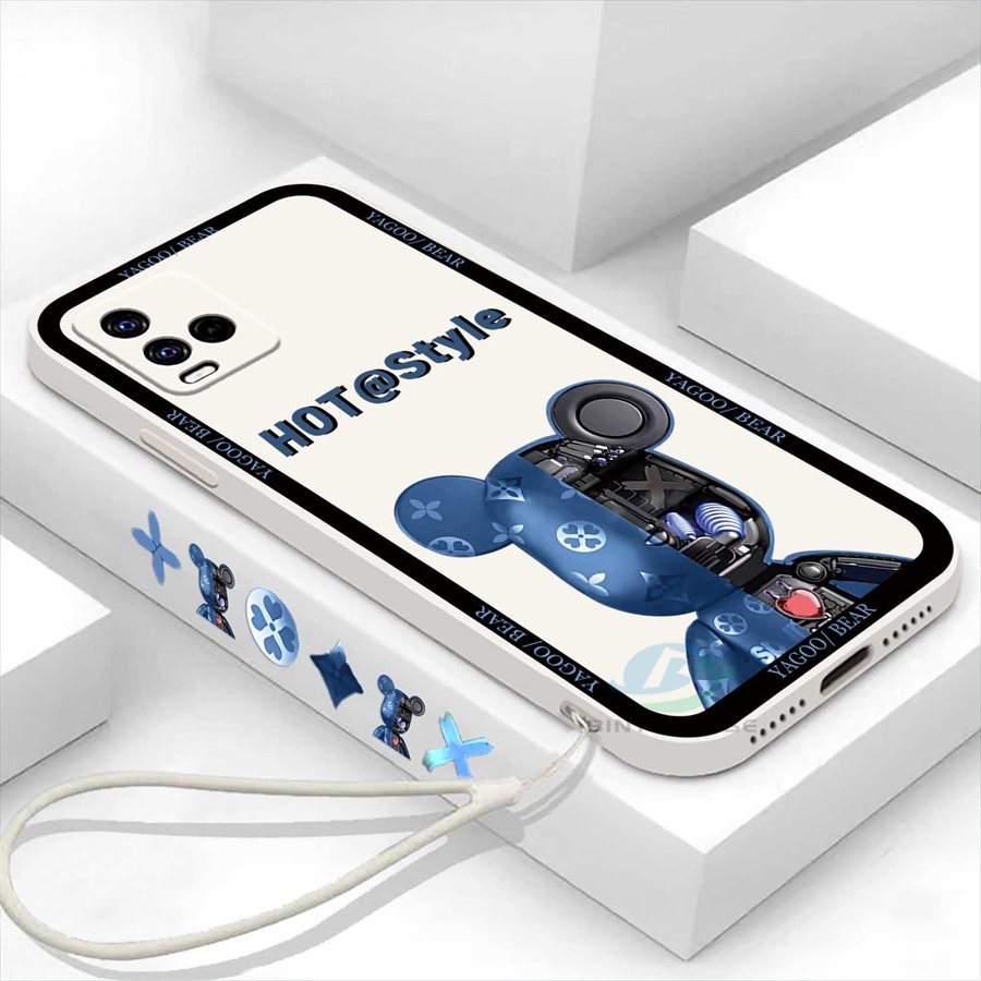 Casing Untuk Realme 10 C35 C21Y C25Y C21 RealmeC11 C25 C17 C15 C12 C3 C2 Realme 8i 7i 5 5i 6i 6 Pro 7 Pro Trendy Mekanik Pola Beruang Lanyard Silicone Phone Case Binteacase