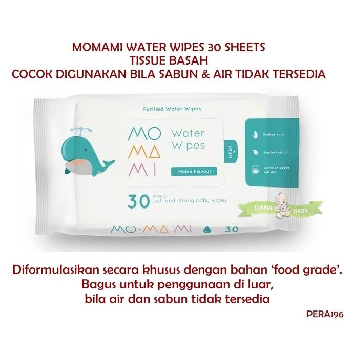 PERA196 MOMAMI WATER WIPES 30 SHEETS TISSUE BASAH