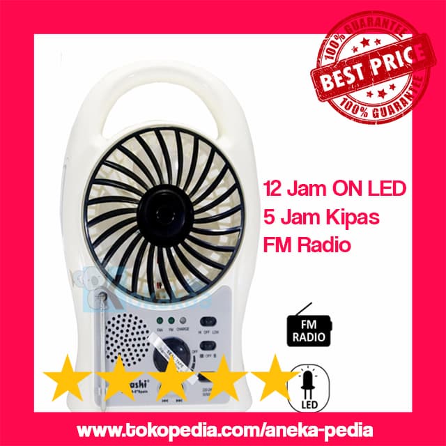 EKSTRA KIPAS + LED + FM RADIO Lampu Kipas Darurat Emergency Terbaik