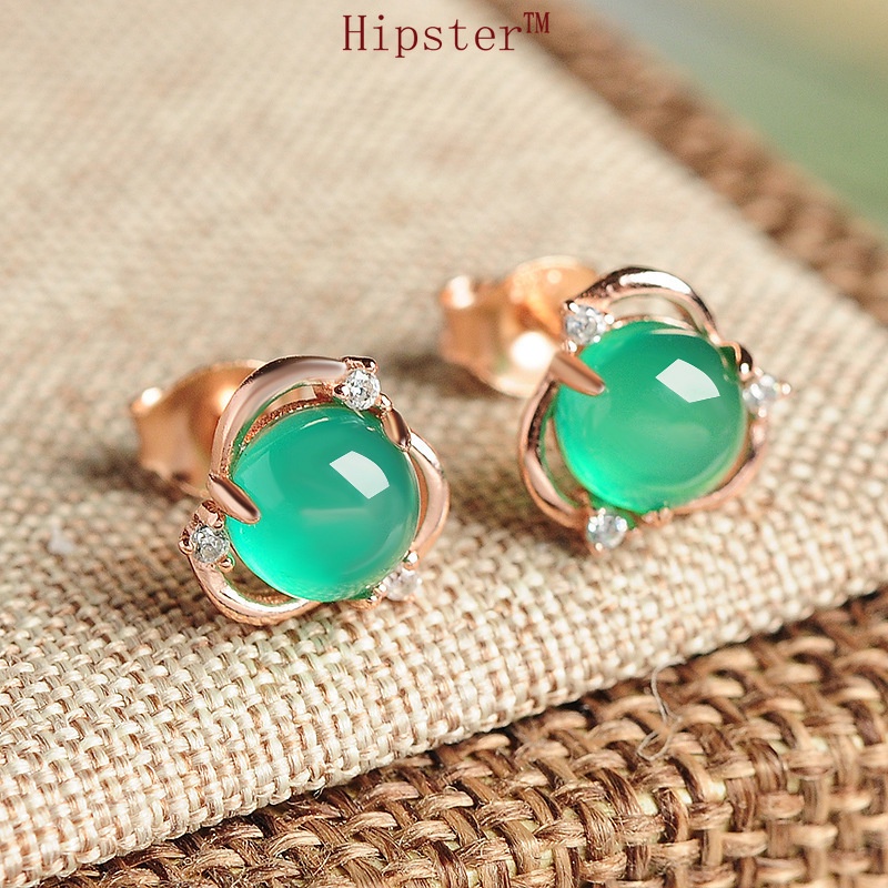 Hot Sale New Graceful and Fashionable Flower Vintage Jade Earrings