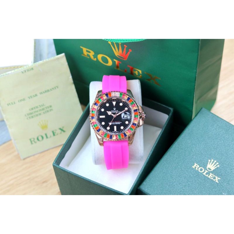 COD - JAM TANGAN WANITA ROLEX R6145 PW TANGGAL AKTIF FREE BOX ORIGINAL,PAPERBAG,KARTU & BATERAI