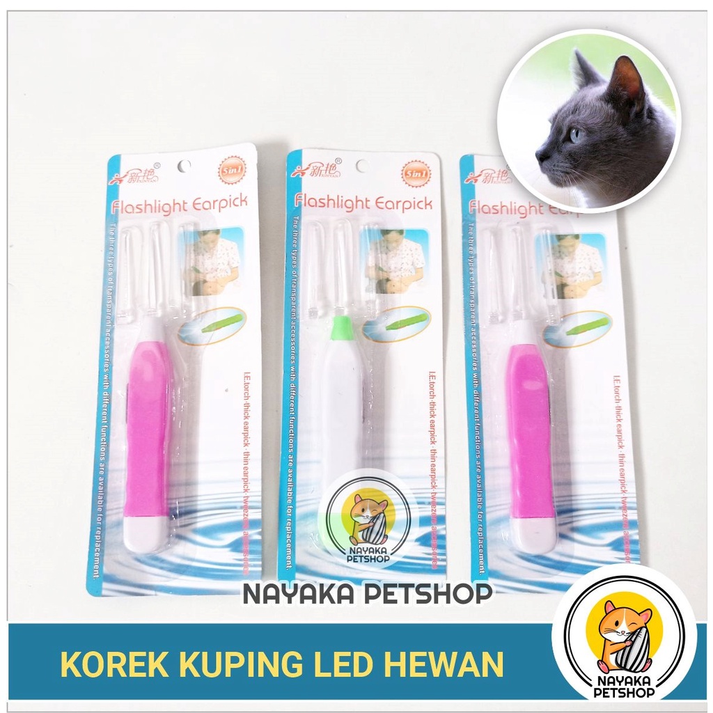 Korek Kuping Kucing Lampu LED Pembersih Telinga Korekan Anjing Hewan