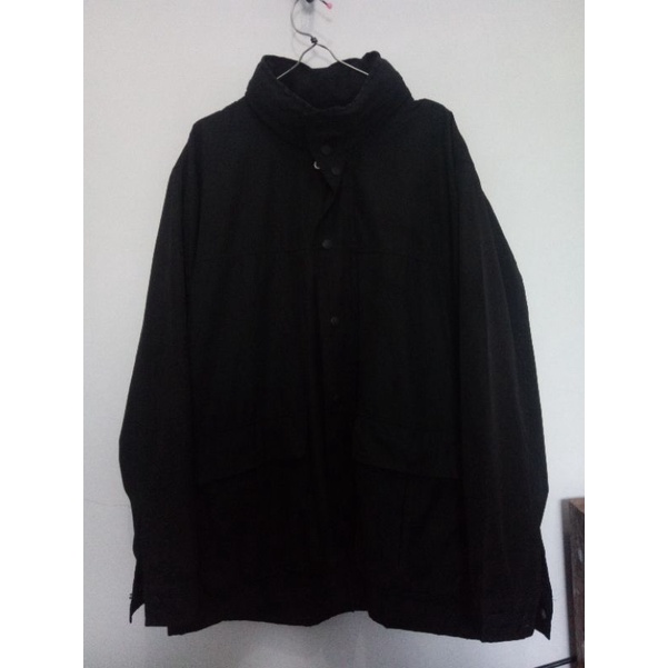 jaket parka casual zipper hidden hoodie outdoor windproof van jac second preloved warna hitam black