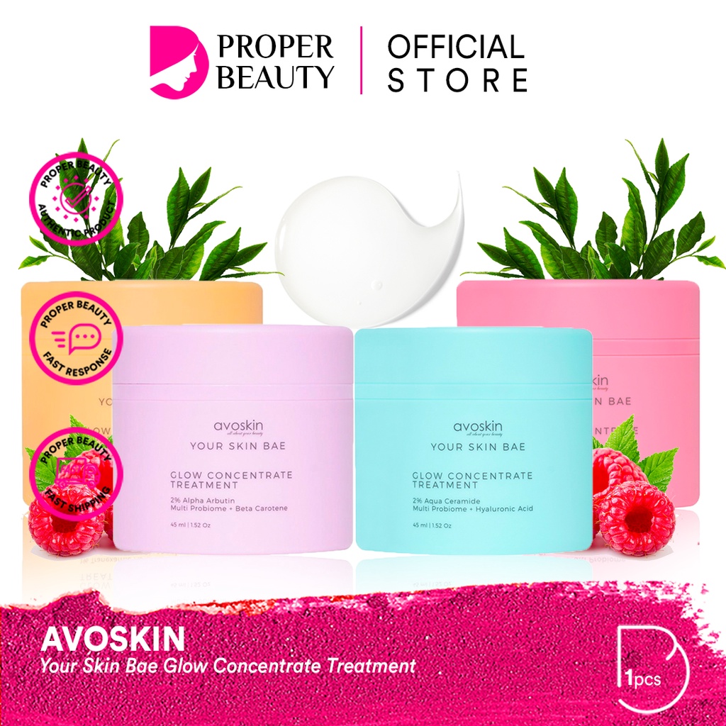 AVOSKIN Your Skin Bae Glow Concentrate Treatment Indonesia / 2% Alpha Arbutin 2% Aqua Ceramide 1% Tranexamic Acid Polypeptide Multi Probiome Cream Moisturizer Pelembab / Facial Wash Toner Essence Serum Eye Day Night Sunscreen Miraculous Refining YSB Paket