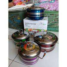 *cookware* Panci Set Stainless 4-pcs* Panci Besar & Kecil/panci Serbaguna Warna/panci Anti Lengket*