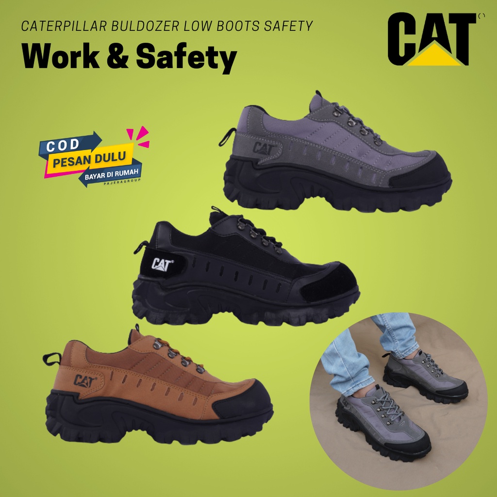 SEPATU SAFETY PENDEK PRIA UJUNG BESI ORIGINAL SEPATU SAFETY PROYEK OUTDOOR HIKING TOURING BULLDOZER