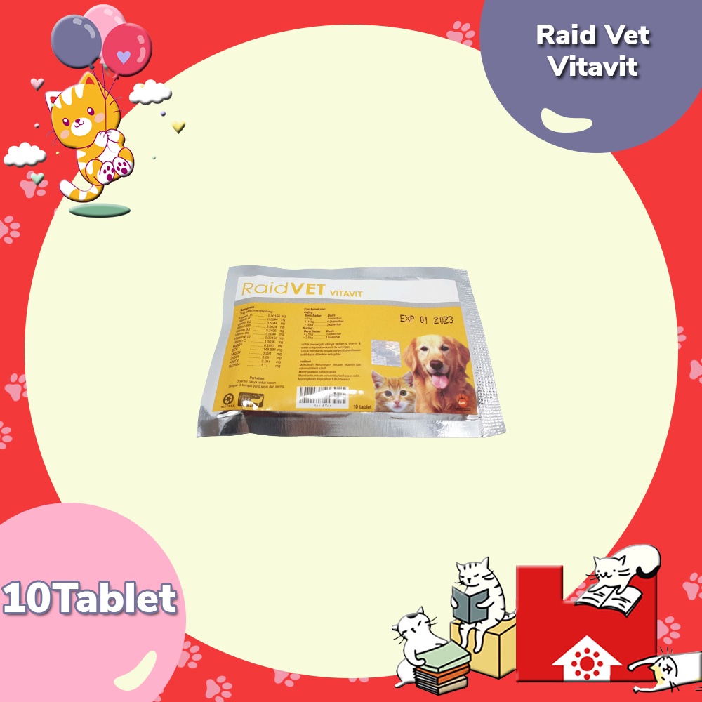 Vitamin Kucing &amp; Anjing - Raidvet Vitavit isi 10 Tablet Raid ALL - Penambah nafsu makan