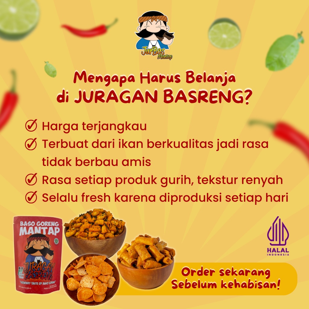 Pangsit Kriwil Goreng Pedas Jeruk Juragan Basreng 250gr Makanan Ringan