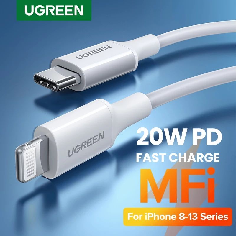 Ugreen USB Type C to Lightning Cable MFi Certified Support PD Fast Charging Iphone 14 13 12 11 XR XS X 8 7 Premium Kabel Data