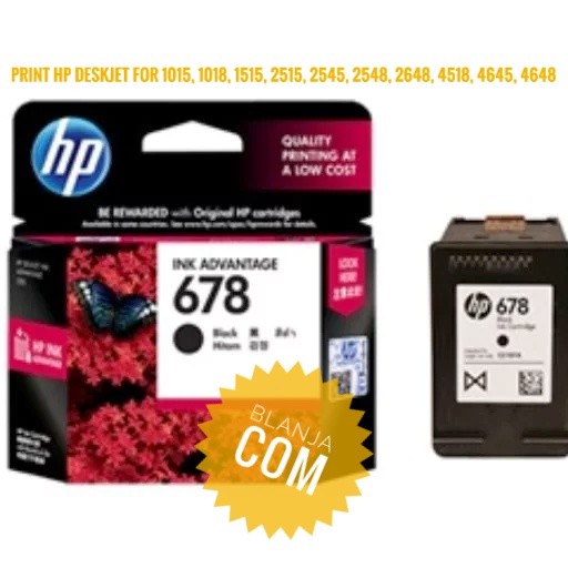 BAYAR DITEMPAT- Tinta Printer Hp 678 Black Original Resmi/ for HP Deskjet Ink Advantage 1515, 2515, 