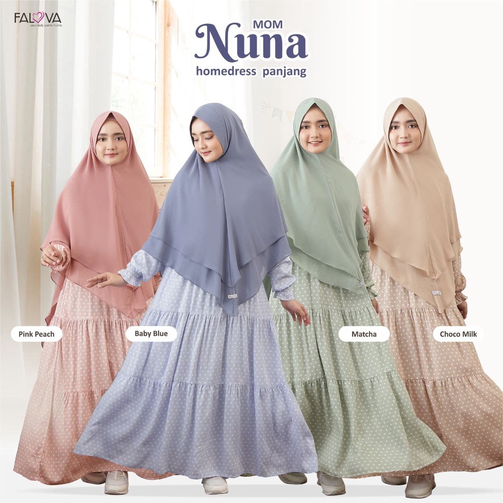 gamis rayon viscose HQ adem nyaman polkadot / Gamis Daily NUNA homedress by FALOVA busui friendly