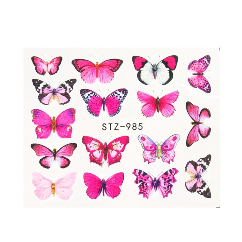 Stiker Kuku Motif Kupu-Kupu Warna Biru / Hitam Untuk Wanita Butterfly