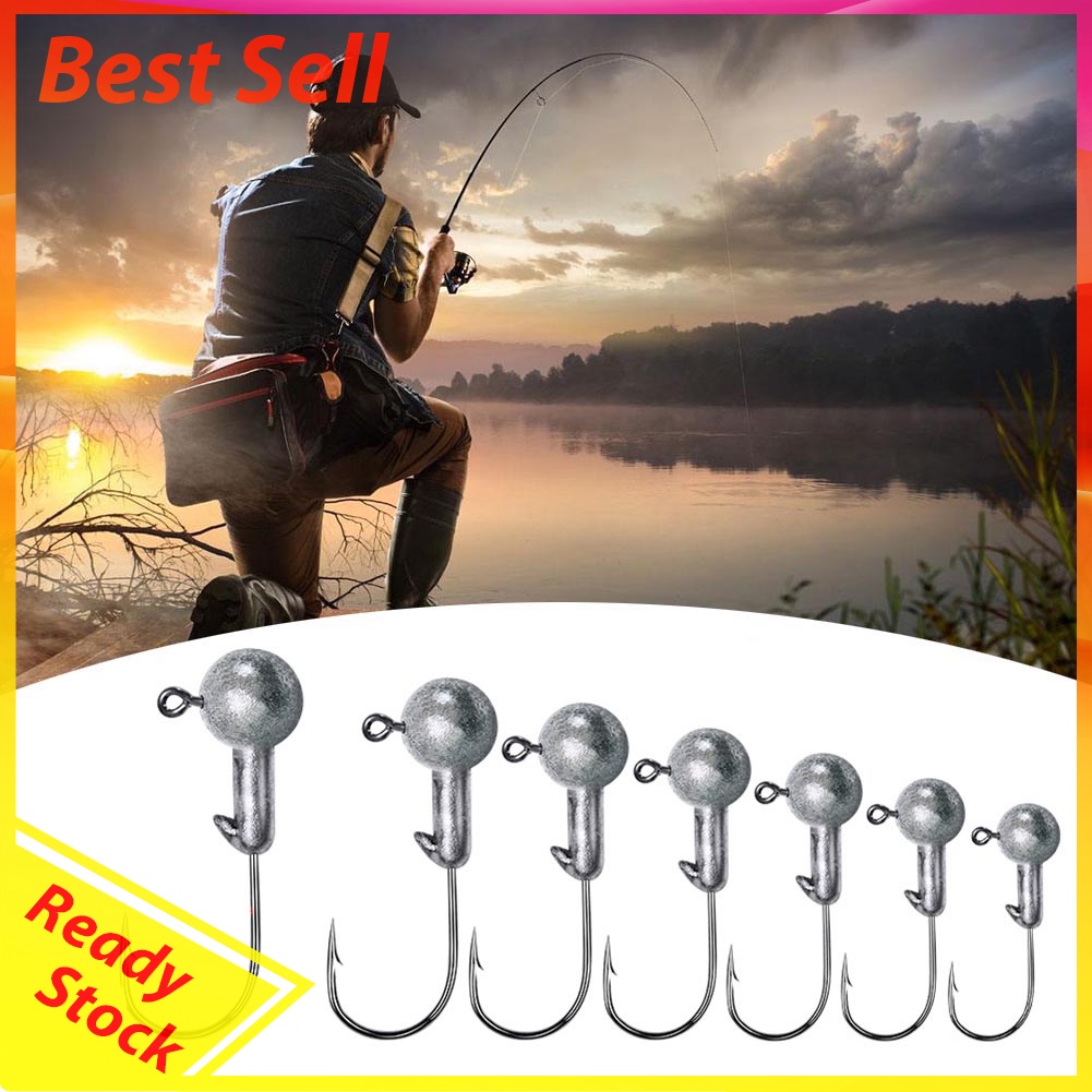 10pcs Crank Jig Round Ball Head Hook Jigs Bait Soft Worm for Perch Fishing