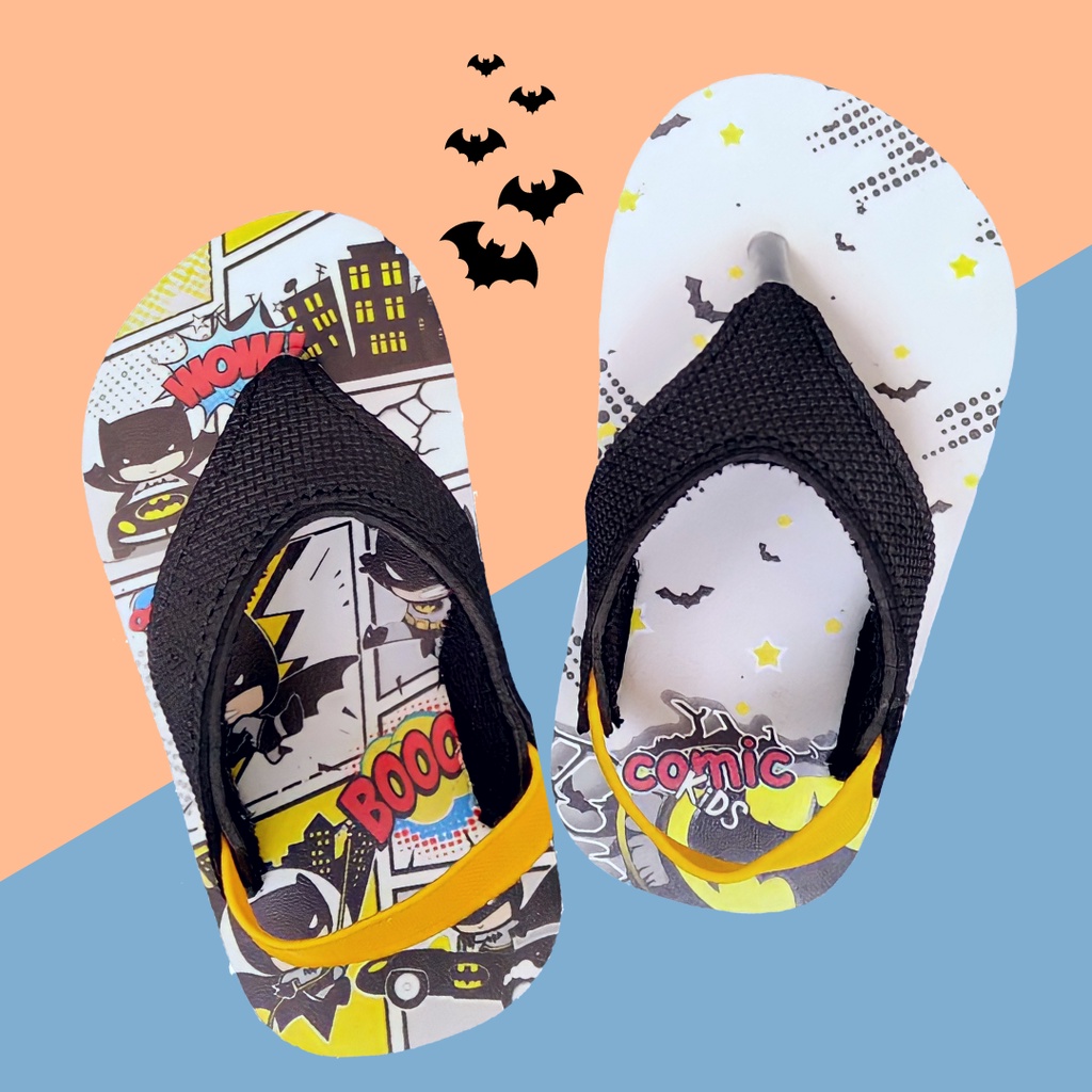 Sandal Jepit Anak Laki Laki Comickids Sendal Bayi 1 2 Tahun Flip Flop Balita Superhero Batman Comics