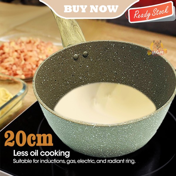 Non stick marble sauce pan panci susu 20cm dgn Tutup INDUCTION READY