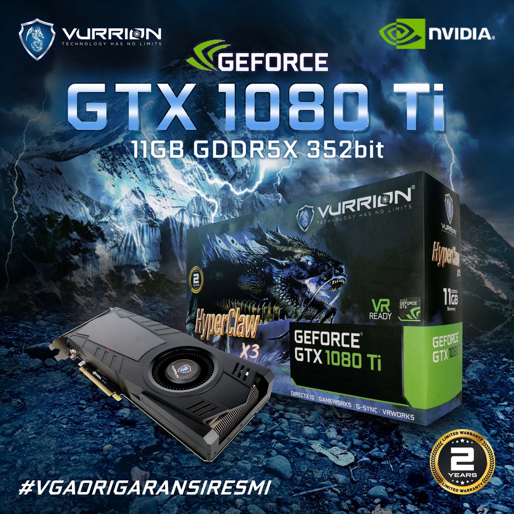 Vga Card HyperClaw GTX 1080 Ti 11GB GDDR5x 352Bit Vurrion Geforce Nvidia GPU Gtx1080 1080Ti