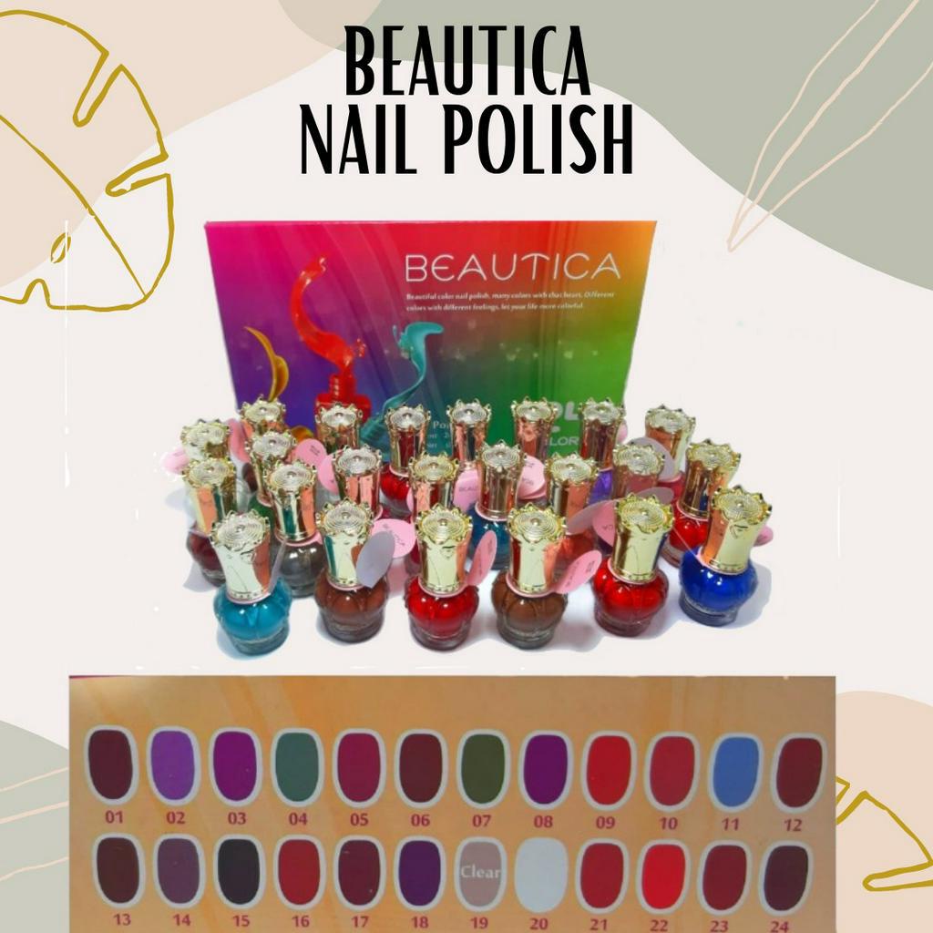 (ETALASE 1) BEAUTICA NAIL POLISH 24 COLORS KUTEK KUKU