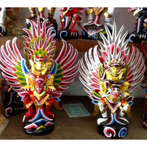 ] Patung Garuda Wisnu Kencana Kayu Abesia Warna Warni Handmade 45cm