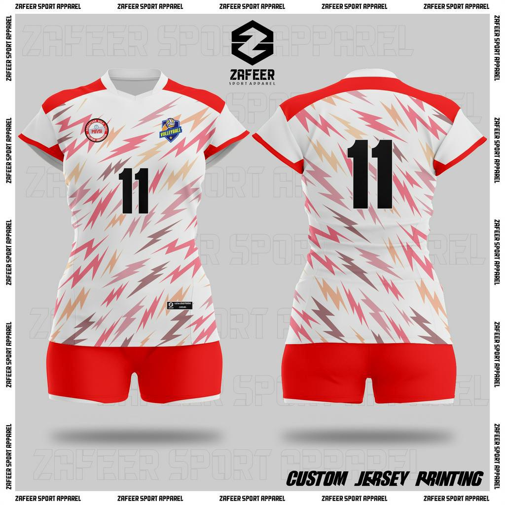 Baju Jersey Kaos Volleyball Voli Cewek Wanita Full Printing Tangan Pendek Stelan Atau Atasan Olahrag