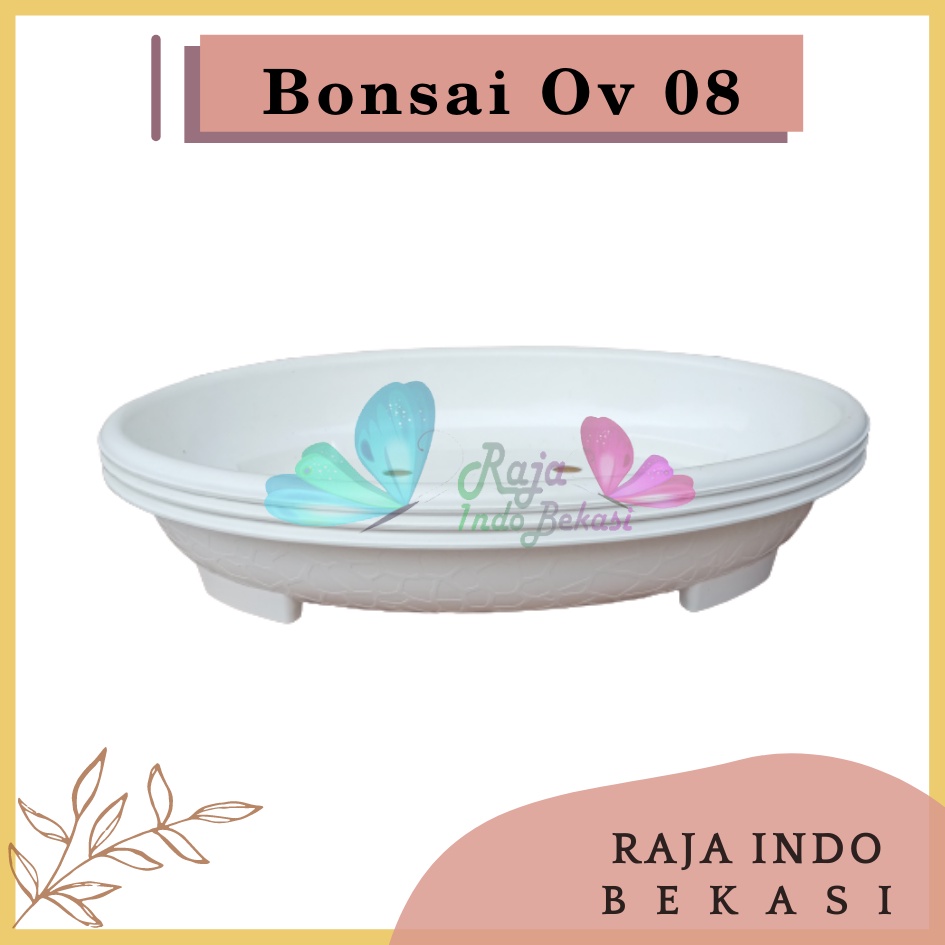 ORI BJP BONSAI OVAL OV 08 Putih Pot Bunga Plastik Bonsai Budi Jaya Motif Batu Alam Ceper Pendek Pot Bonsai Plastik Keramik Semen Bonsai Mame Kelapa Besar Mini