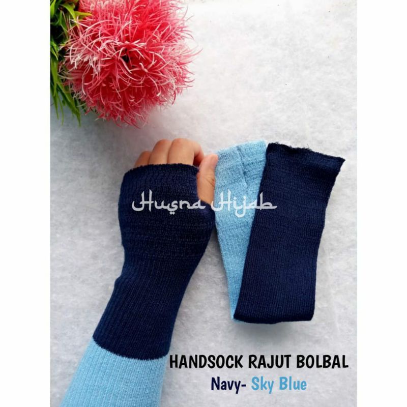 [HUSNA COLLECTION] Handsock Rajut 2 Warna / Manset Rajut Bolak Balik