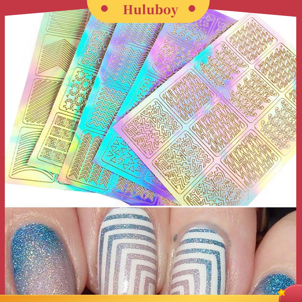 Huluboy Huluboy♡ 3 Lembar Stiker Kuku 3D Untuk French Manicure