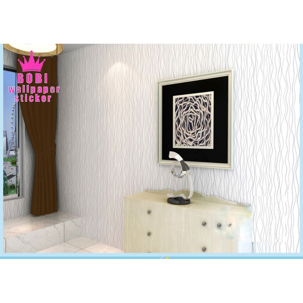 Wallpaper Dinding Garis Gelombang - Wallpaper Sticker PVC ± 9 meter x 45 cm