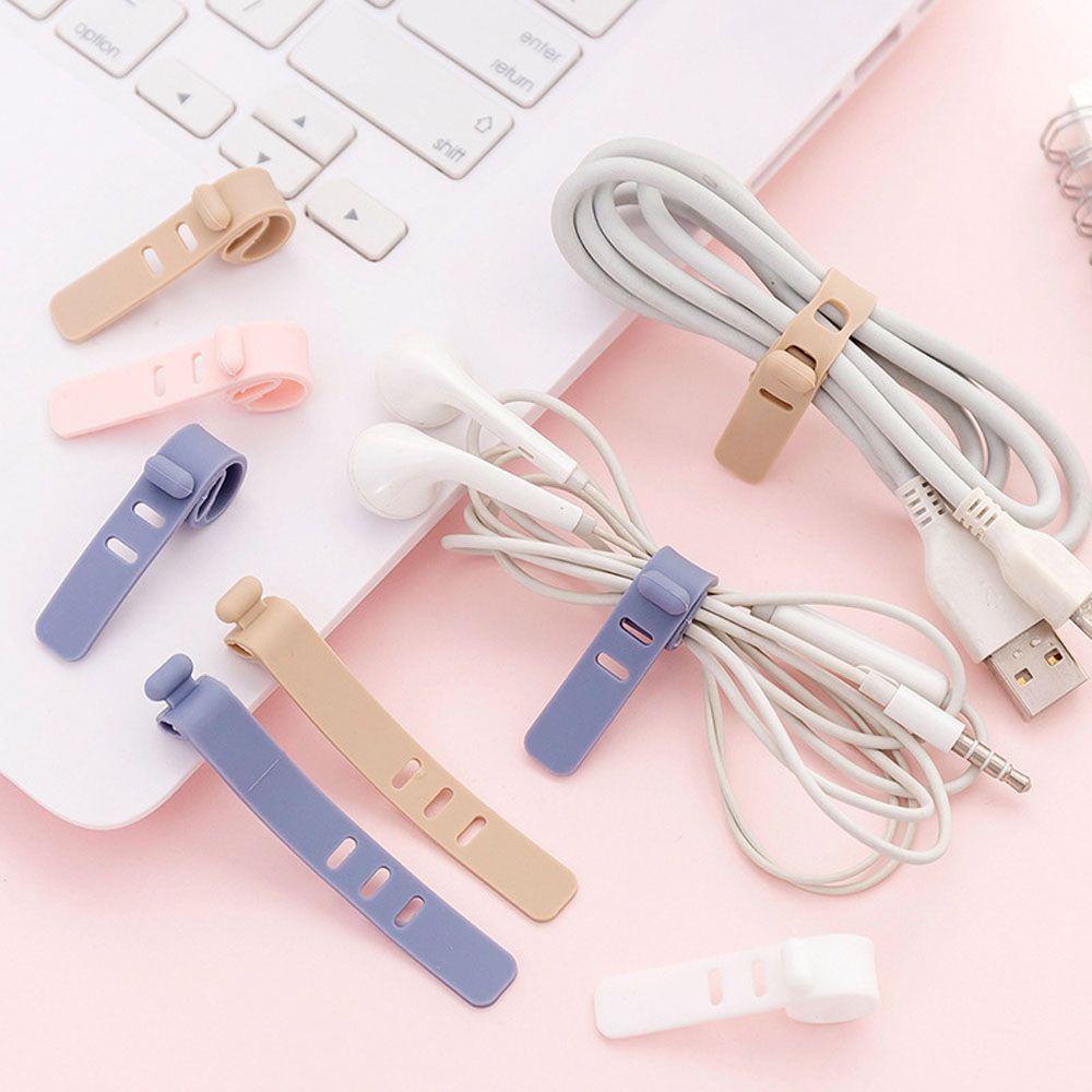 Klip Organizer Kabel Earphone / Headset / Charger Bahan Silikon Flexible Untuk Kantor