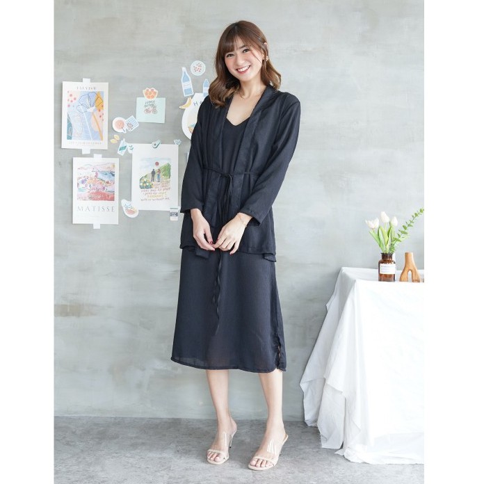 Dress Set Outer Anggina Casual Dres Wanita