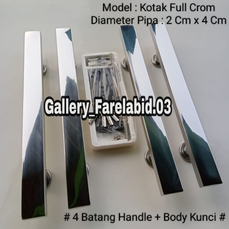 60 Cm Handle Pintu Rumah Stainless Steel Kotak Full Set Body Kunci Gagang Pintu Rumah Modern 45 Cm Set Bodi Pelor Pegangan Pintu Kupu Tarung Besar Tarikan Pintu Rumah Utama Minimalis