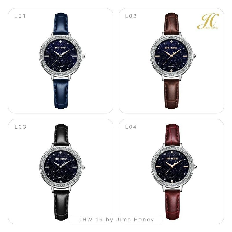 JHW 16 JAM TANGAN WANITA BRAND JIMS HONEY ORIGINAL REALPIC COD FREE BOX BATERAI SERTIFIKAT ANTI AIR