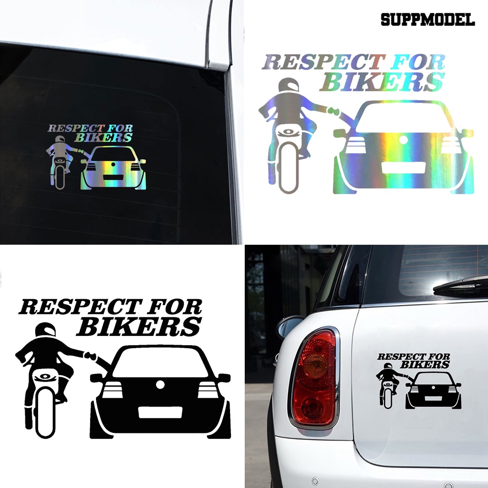 Stiker Reflektif Motif Tulisan Respect for Bikers Untuk Dekorasi Bodyjendela Mobil