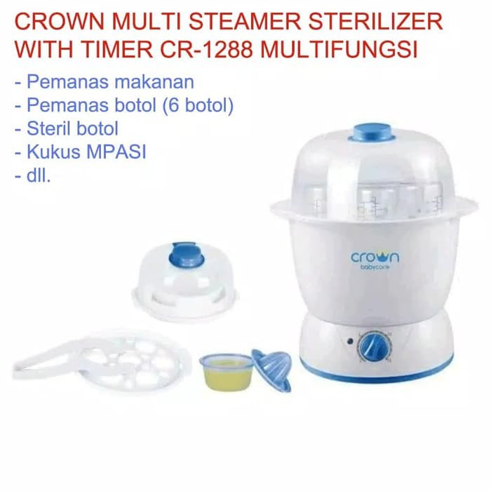 CROWN Steril Botol Susu|Sterilizer Multifungsi|Penghangat Susu Multisteamer ISI 6Botol|Crown Steril 