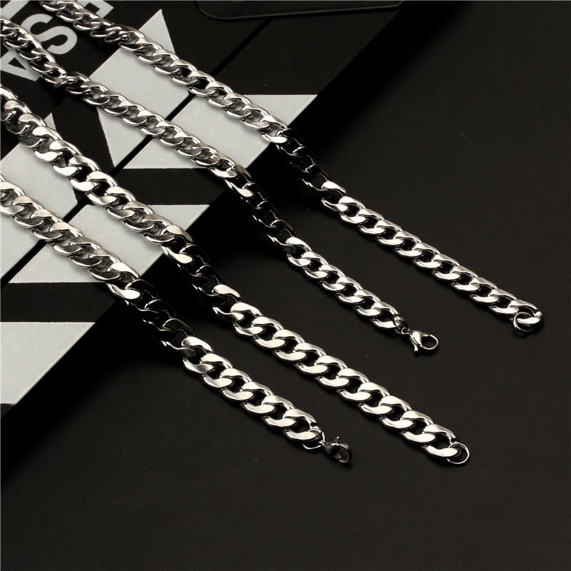 Fashion brand personality hip hop hiphop necklace fashion personality titanium steel thick chain CUBAN CHAIN NECKLACE men's and women's sweater chain