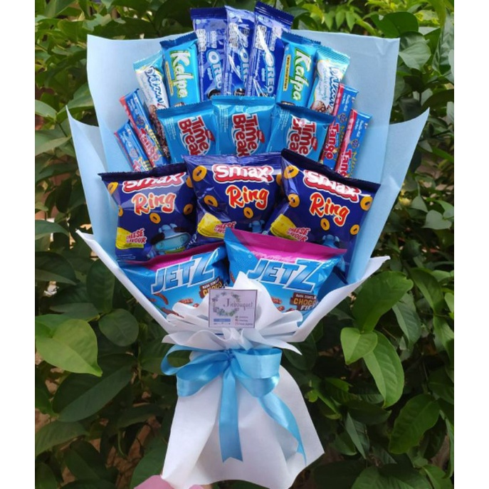 (S) Buket BIG BIRU /paket/bingkisan Snack Ulang Tahun/Ultah/ Wisuda/Kado/Hadiah