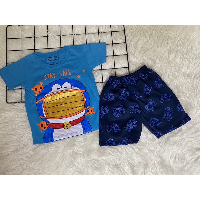 Setelan anak laki2-baju anak laki2-setelan anak Doraemon 1-9 tahun