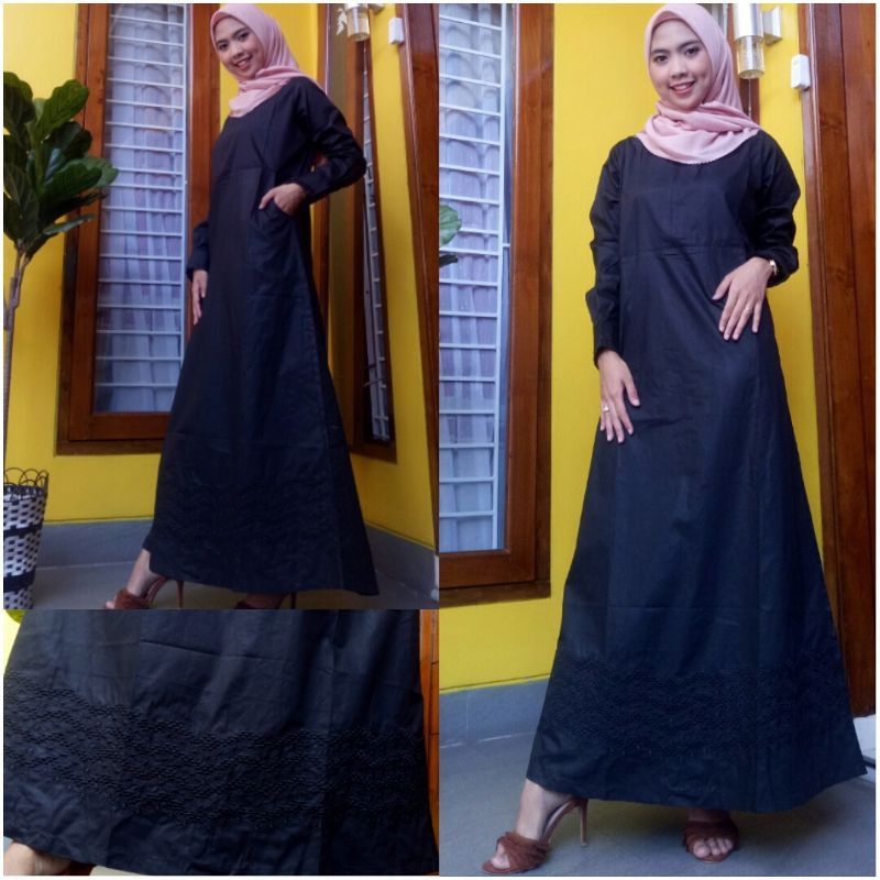 GAMIS HITAM/ GAMIS HITAM POLOS/ GAMIS BORDIR AULIABYHARIS