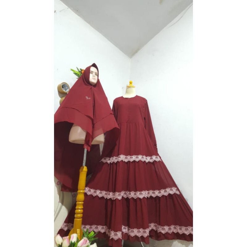 Gamis Aqilla Renda Susun Keliling//Gamis Ceruty terbaru 2020//gamis Fulceruty mewah harga terjangkau