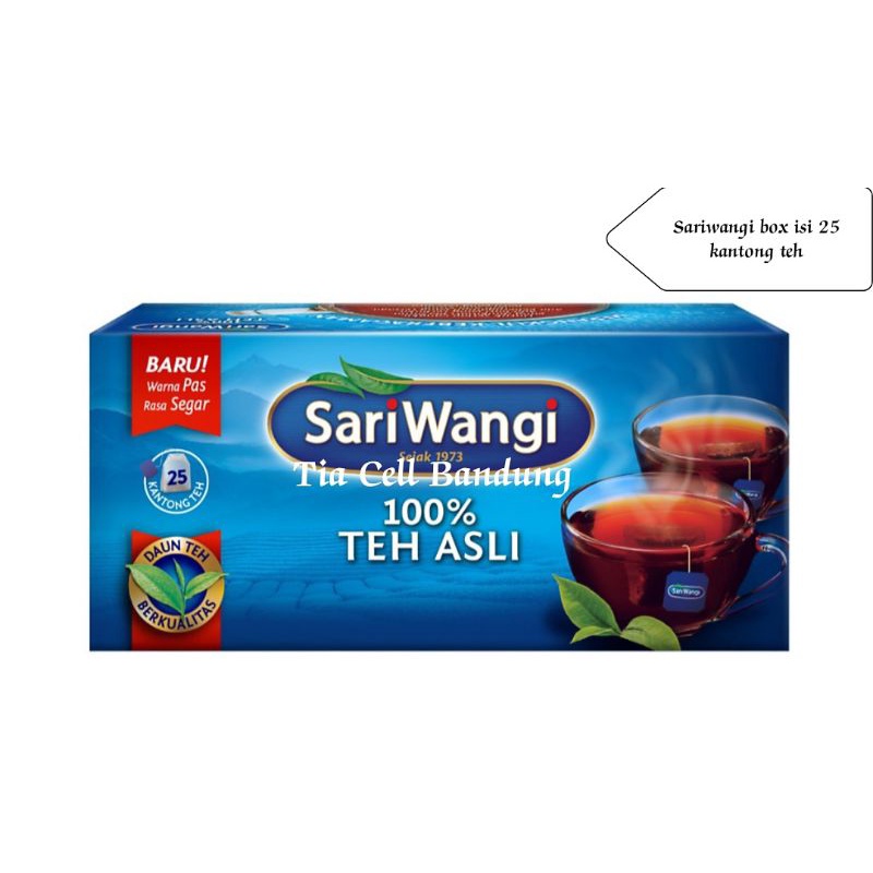 

teh sariwangi box isi 25 kantong/Teh Sariwangi renceng isi 6 saset/ teh 2 tang renceng isi 10 saset