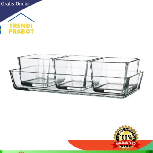 MANGKUK KACA Piring saji aman utk oven set isi 4pc kaca bening mangkuk kecil