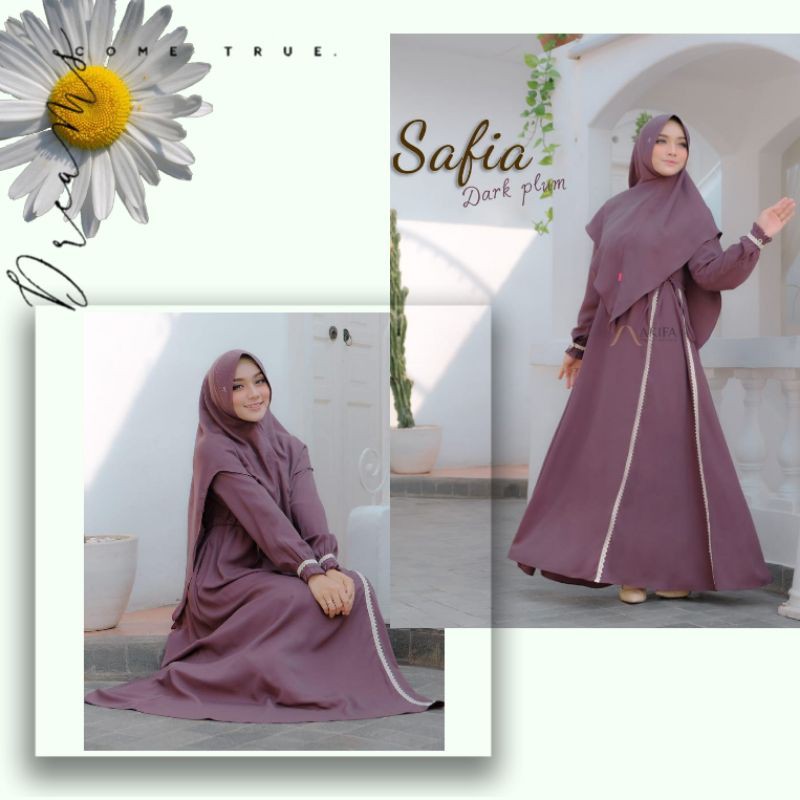 gamis Akifa syari SAFIA Satu set khimar jilbab kerudung wollycrepe jumbo xl xxl busui terbaru ori