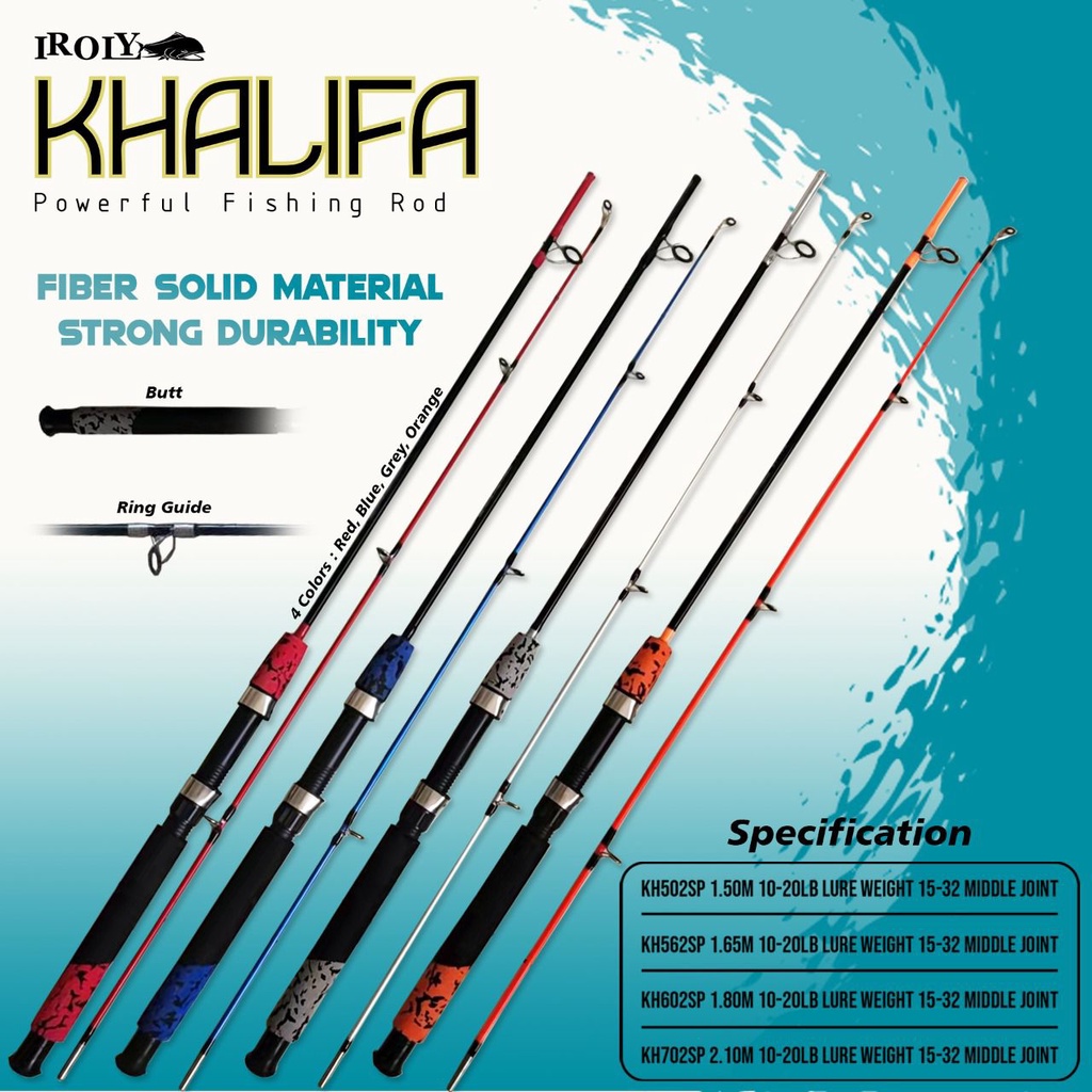 Joran Pancing Iroly Khalifa 150cm - 180cm (10-20lbs) Fiber Solid  Kuat Murah - Engkus Fishing