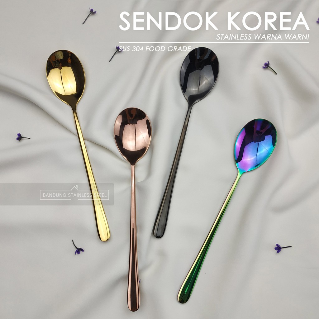 SUS 304 sendok garpu makan sumpit korea warna warni stainless rainbow rosegold hitam emas