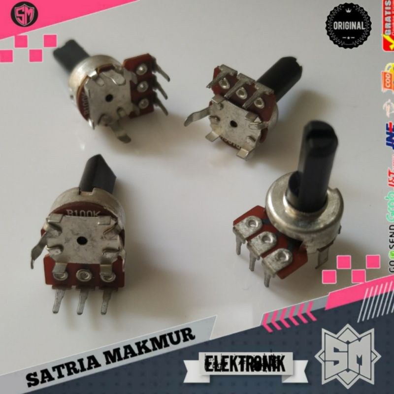 Potensio Mini 3 Pin Potensio Bulat 3 Kaki B100k Mini MONO