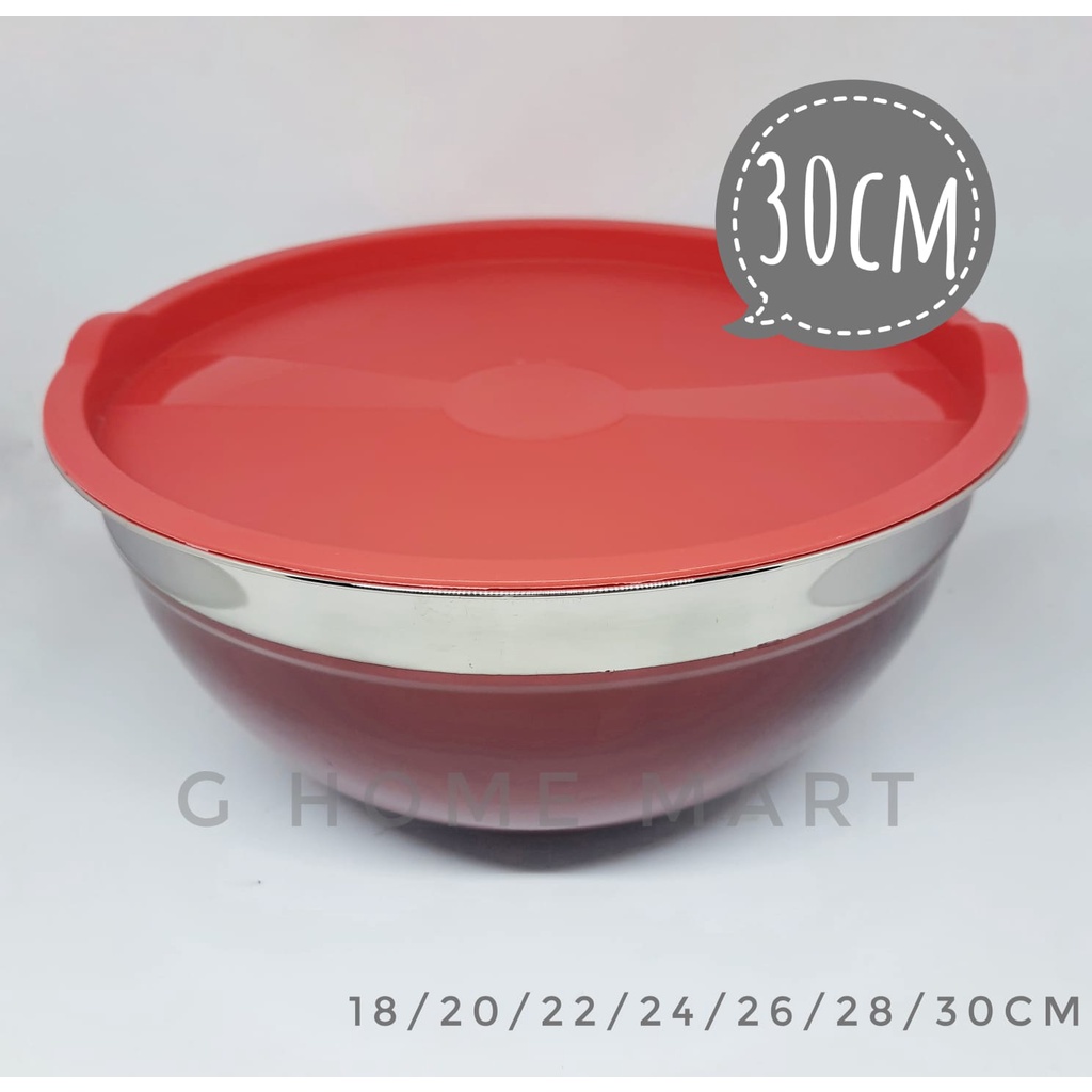 Mixing bowl dengan tutup 30cm merah