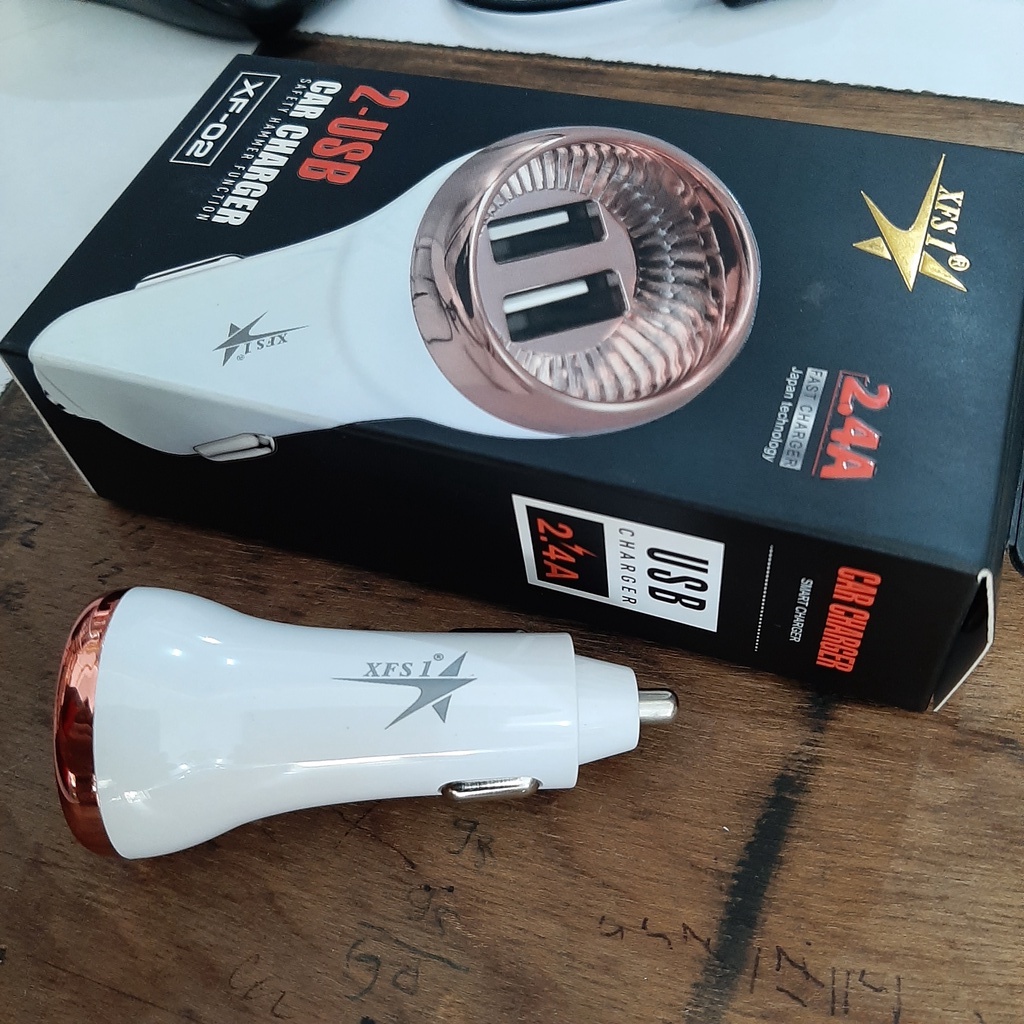 Smart Car Charger 2 USB 2.4A Fast Charger / Saver charger / charger mobil 2 USB fast Chargin